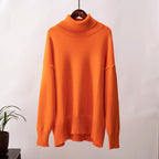 Pull col roulé femme, manches longues, treize coloris, orange