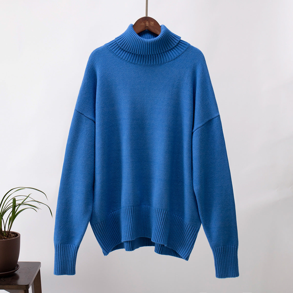 Pull col roulé femme, manches longues, treize coloris, bleu