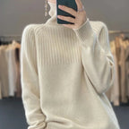 Pull col roulé femme à détails côtelés, neuf coloris, XS au 3XL, beige