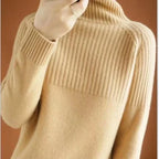 Pull col roulé femme à détails côtelés, neuf coloris, XS au 3XL