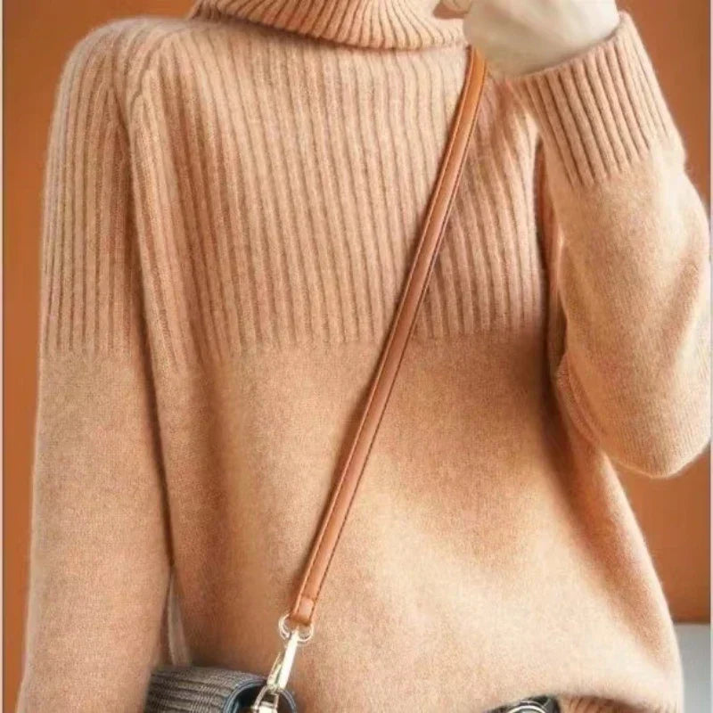 Pull col roulé femme à détails côtelés, neuf coloris, XS au 3XL