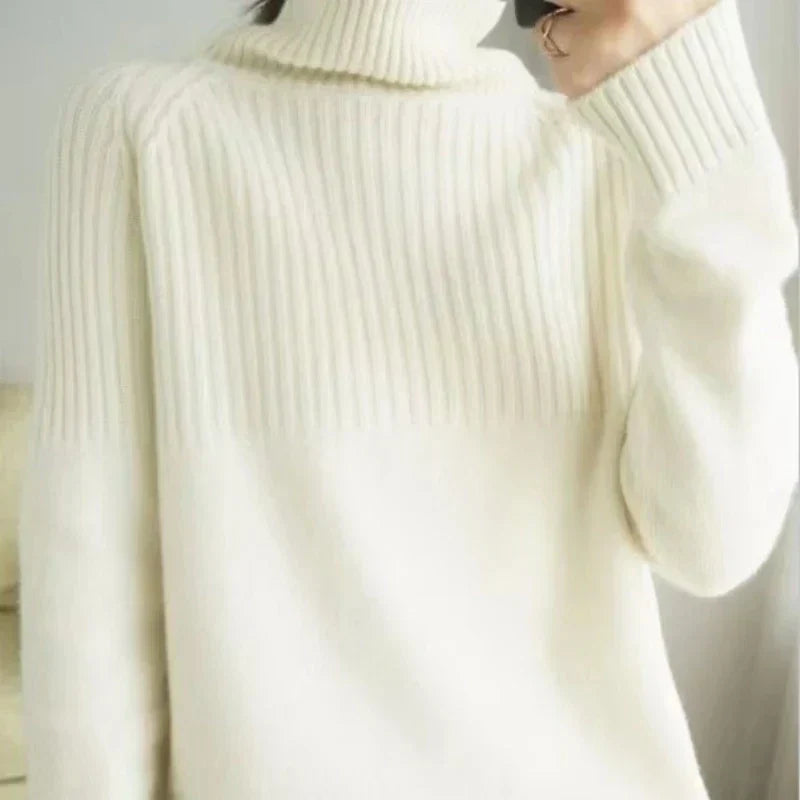 Pull col roulé femme à détails côtelés, neuf coloris, XS au 3XL, blanc