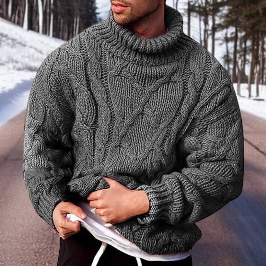 Pull col roulé homme chaud, noir, gris, vert ou rose, gris
