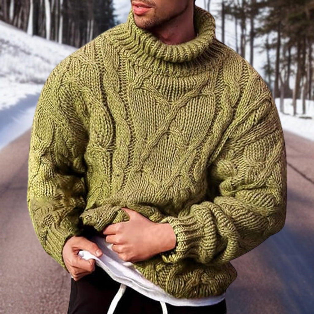 Pull col roulé homme chaud, noir, gris, vert ou rose, vert