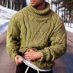 Pull col roulé homme chaud, noir, gris, vert ou rose, vert