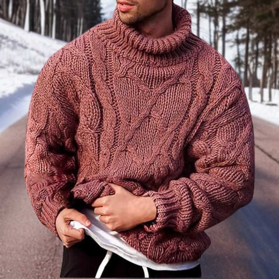 Pull col roulé homme chaud, noir, gris, vert ou rose, rose