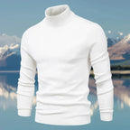 Pull col roulé homme coupe ajustée, finitions côtelées, blanc