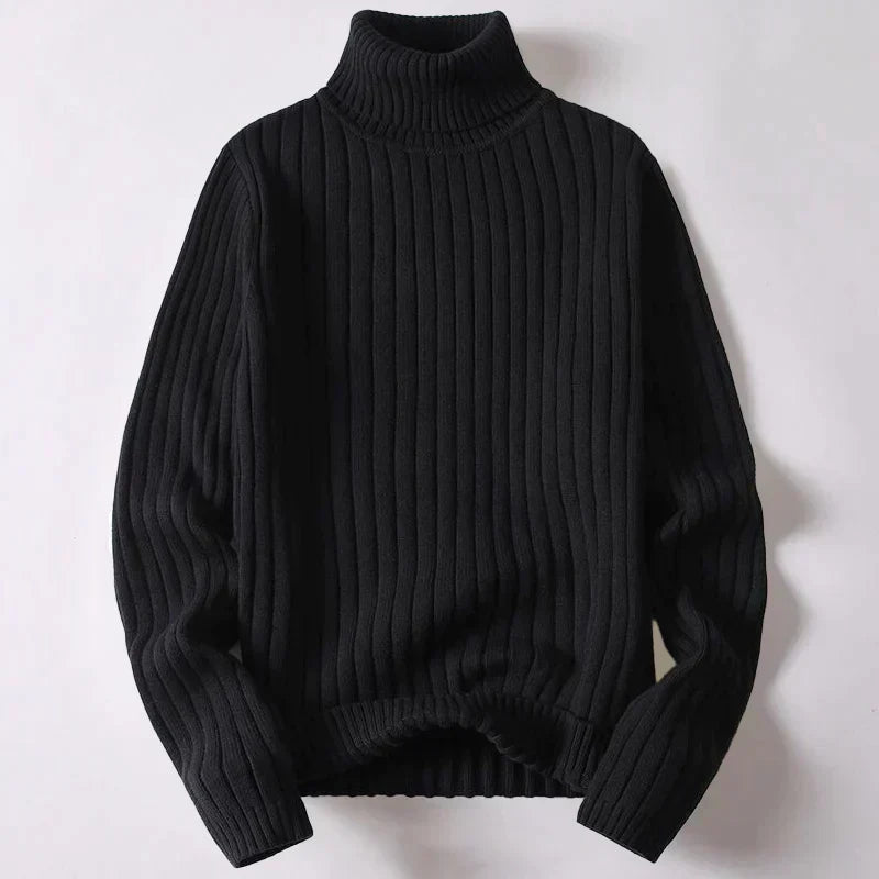 Pull col roulé homme coupe classique, cinq coloris, S au 3XL, noir