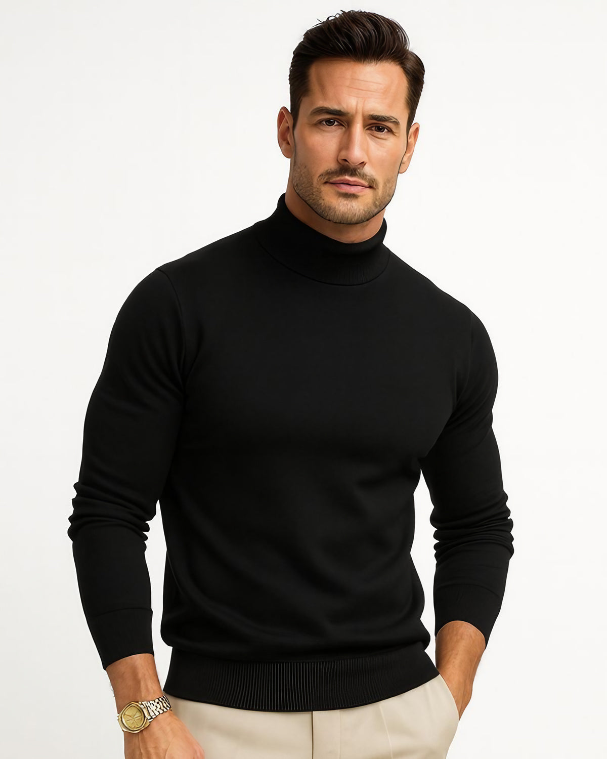 Pull col roulé homme coupe ajustée, du XS au 4XL