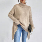 Pull col roulé femme à ourlet asymétrique, ample, du S au 2XL
