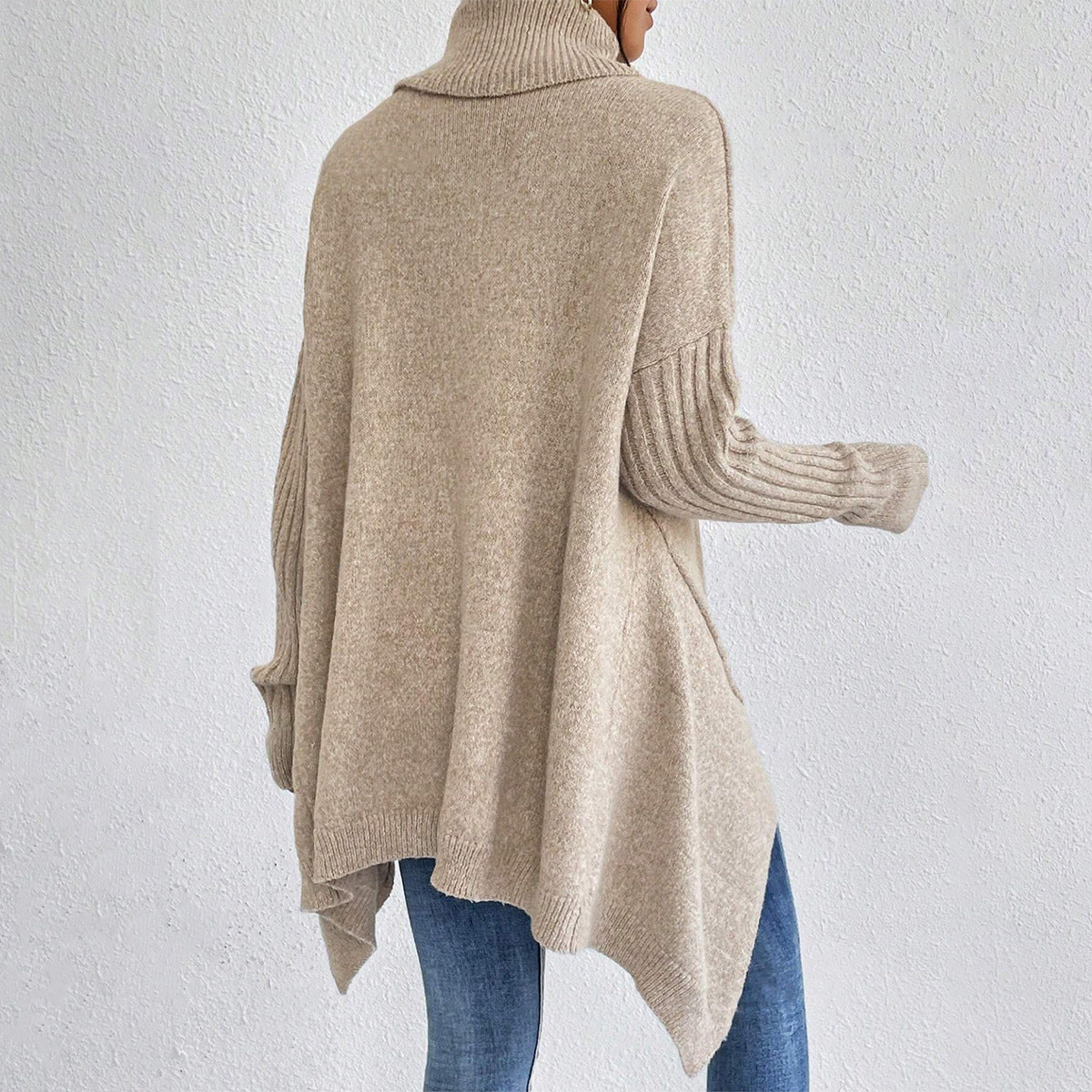 Pull col roulé femme à ourlet asymétrique, ample, du S au 2XL