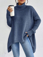 Pull col roulé femme à ourlet asymétrique, ample, du S au 2XL