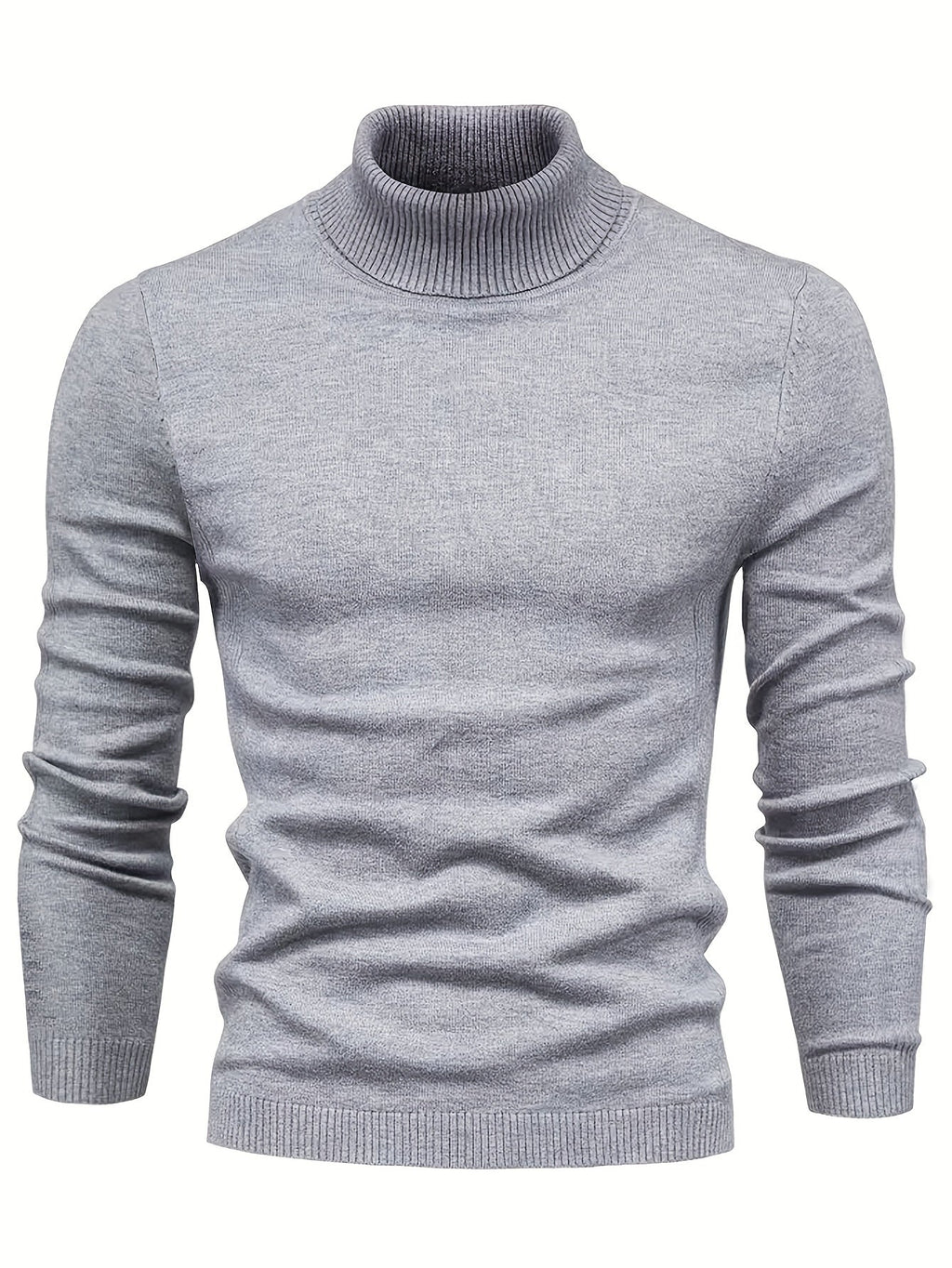 Pull col roulé homme côtelé, six coloris, du S au 2XL, gris