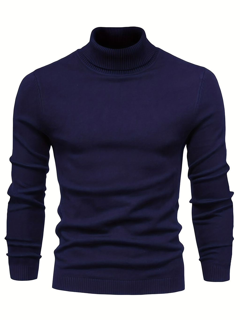 Pull col roulé homme côtelé, six coloris, du S au 2XL, bleu marine