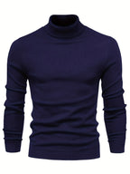 Pull col roulé homme côtelé, six coloris, du S au 2XL, bleu marine