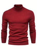 Pull col roulé homme côtelé, six coloris, du S au 2XL, bordeaux
