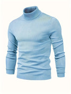 Pull col roulé homme côtelé, six coloris, du S au 2XL, bleu ciel