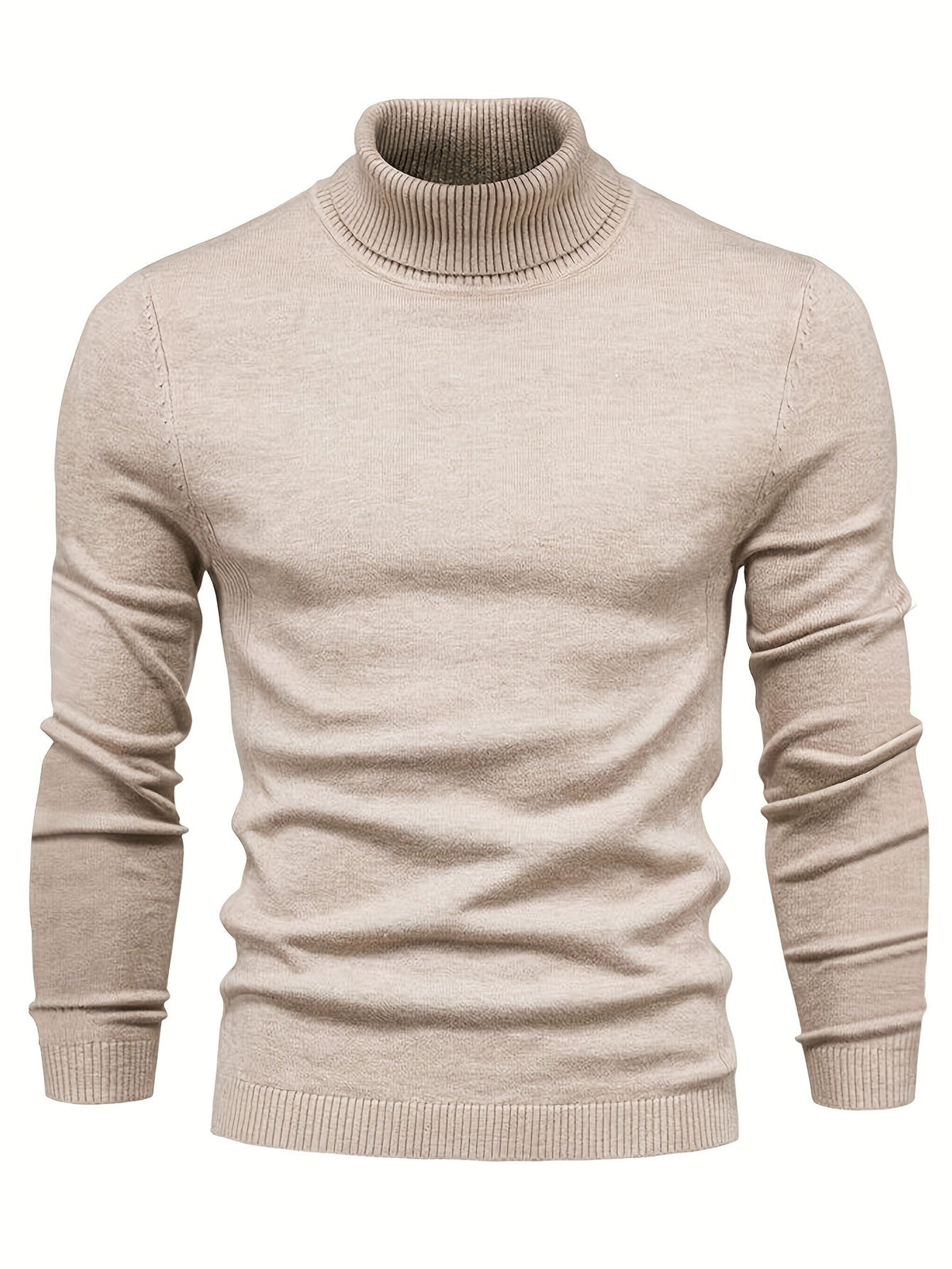 Pull col roulé homme côtelé, six coloris, du S au 2XL, kaki