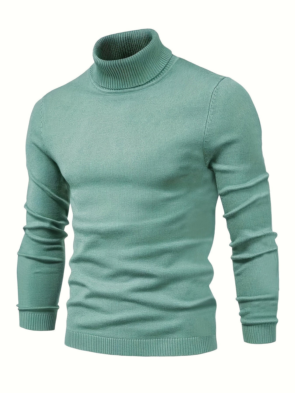 Pull col roulé homme côtelé, six coloris, du S au 2XL, vert