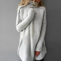 Pull long femme col rond, coupe décontractée, gris ou noir, gris