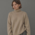 Pull col roulé oversize femme, beige, kaki ou gris, du XS au 3XL