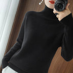 Pull col roulé femme coupe ample, neuf coloris, du S au 2XL, noir