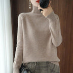 Pull col roulé femme coupe ample, neuf coloris, du S au 2XL, camel