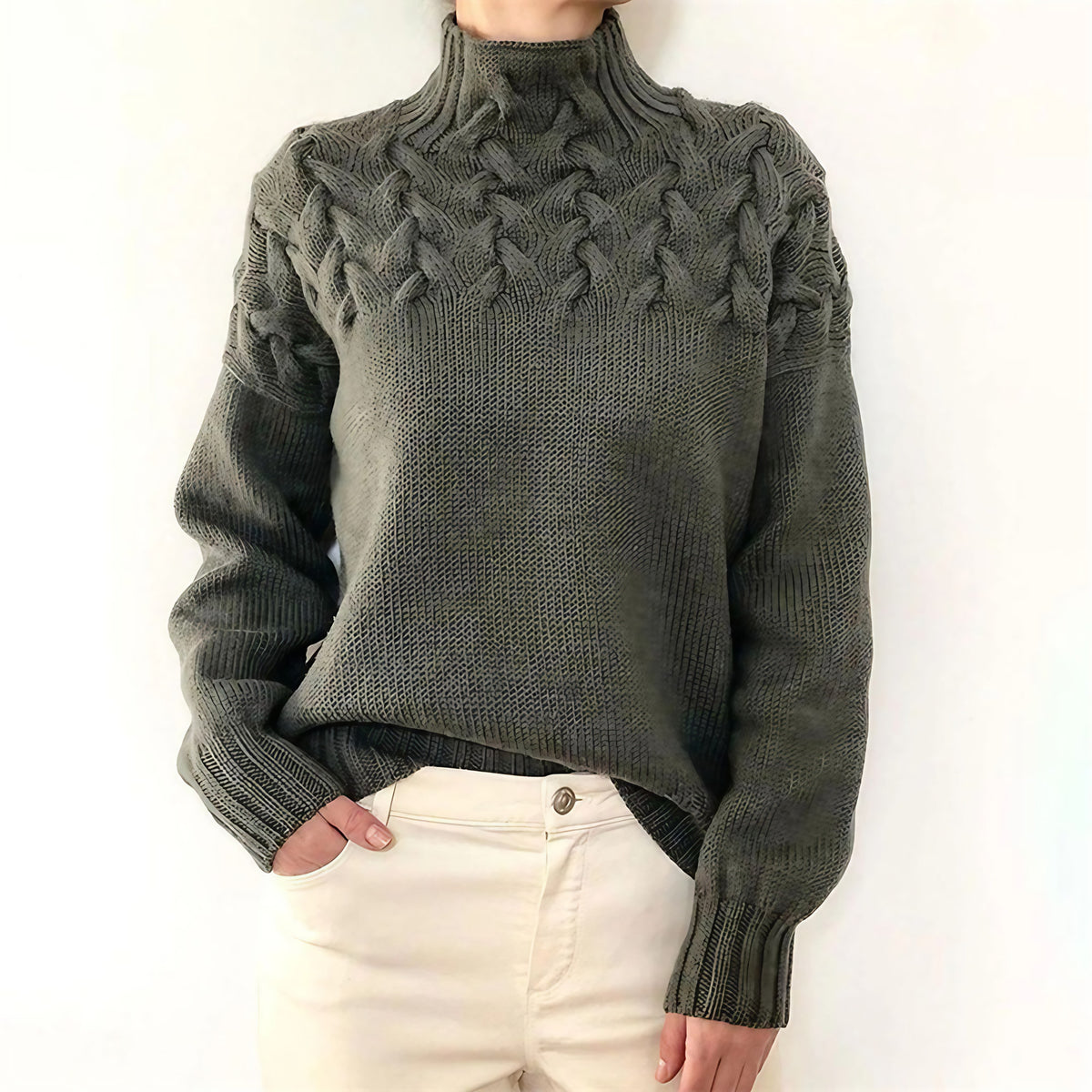 Pull col roulé femme pour l'hiver, six coloris, du S au 2XL, gris