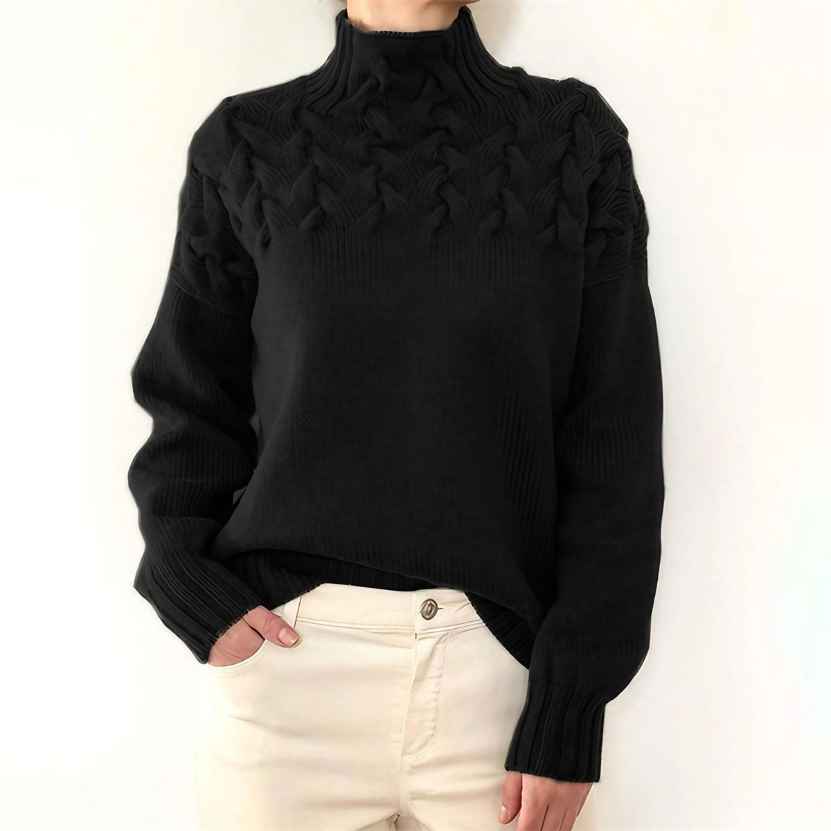 Pull col roulé femme pour l'hiver, six coloris, du S au 2XL, noir