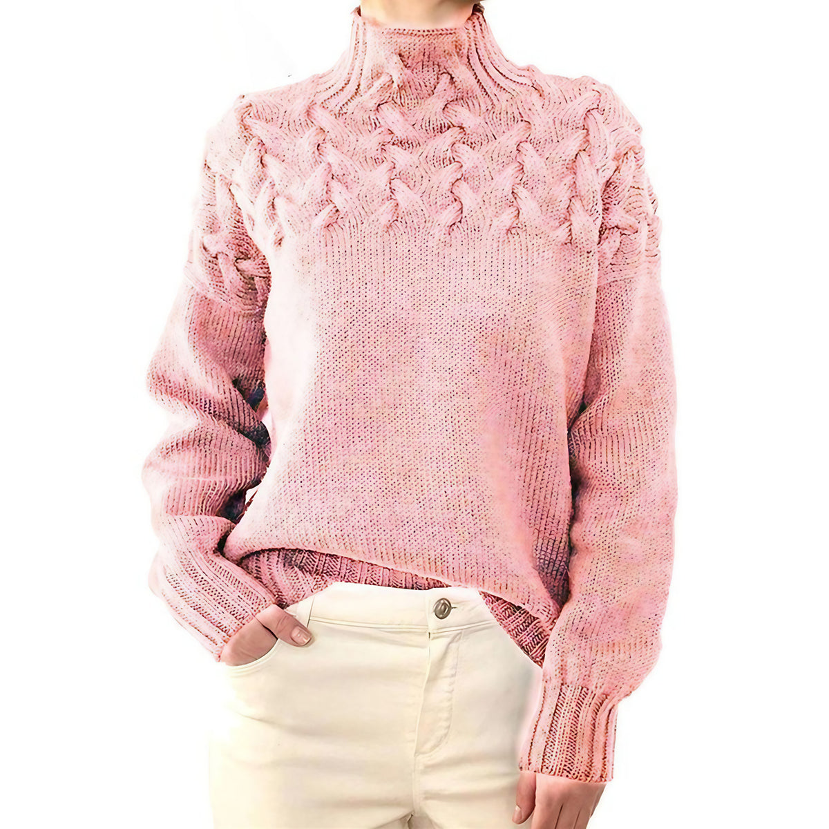 Pull col roulé femme pour l'hiver, six coloris, du S au 2XL, rose