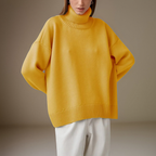 Pull col roulé femme à manches longues, dix coloris, jaune