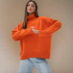 Pull col roulé femme à manches longues, dix coloris, orange