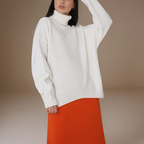 Pull col roulé femme à manches longues, dix coloris, blanc