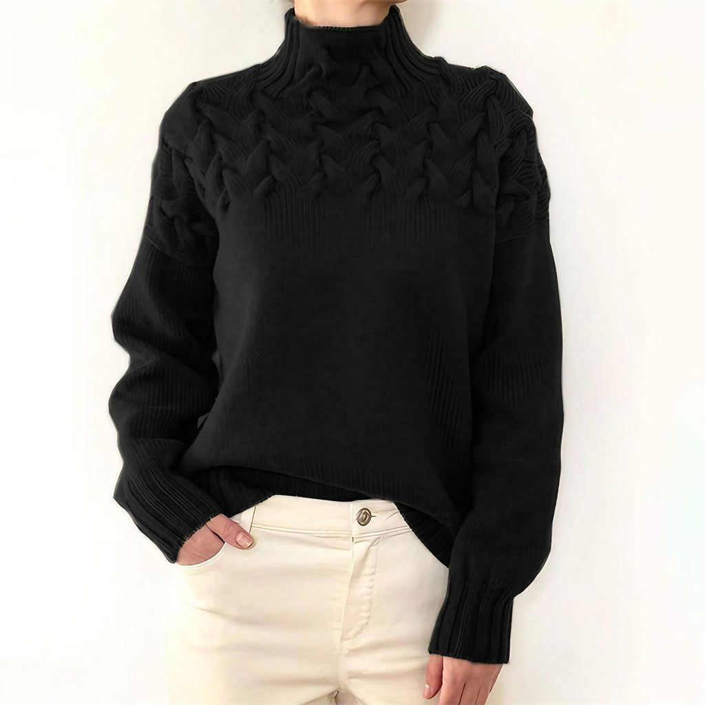 Pull en tricot à col roulé femme, six coloris, du S au 2XL, noir