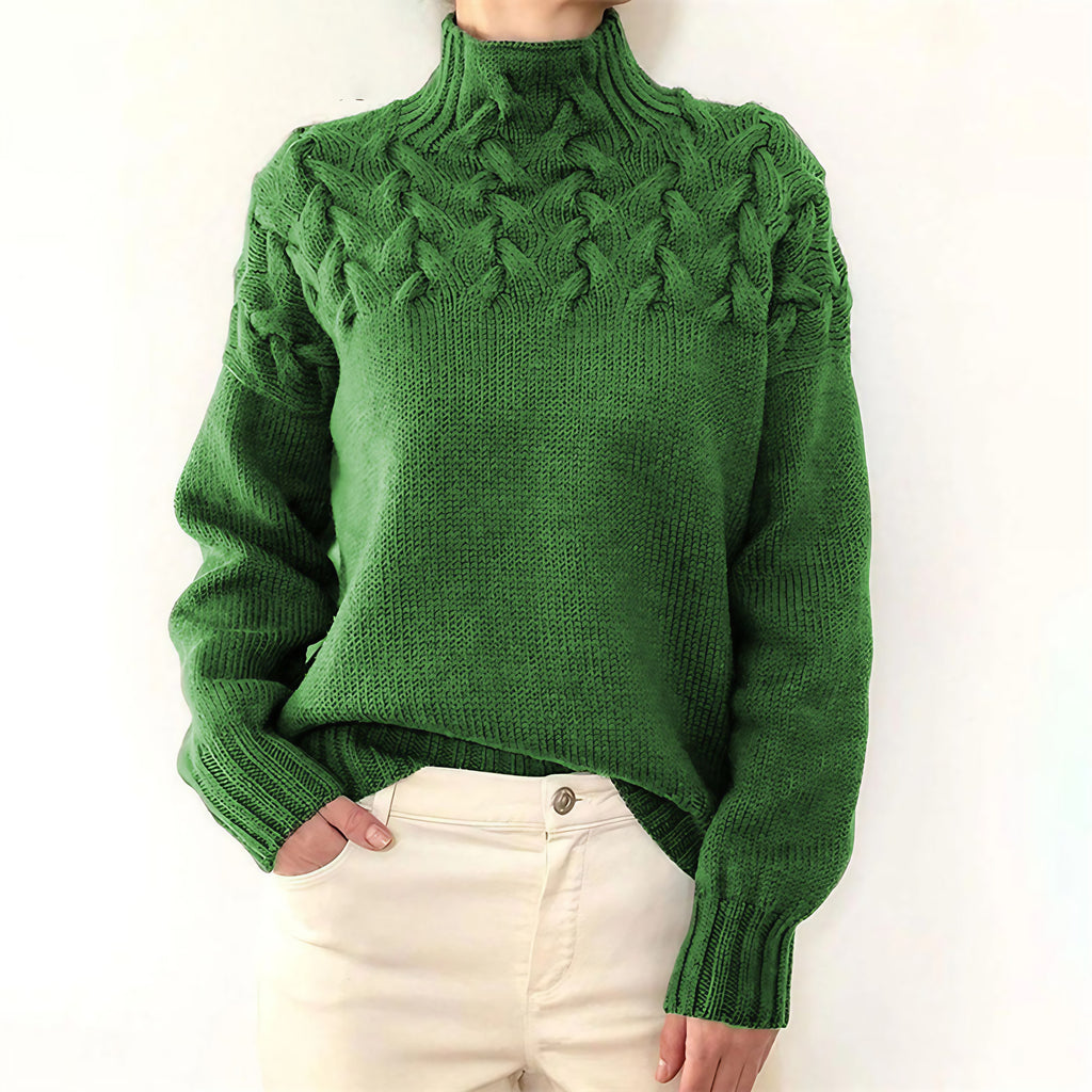 Pull en tricot à col roulé femme, six coloris, du S au 2XL, vert