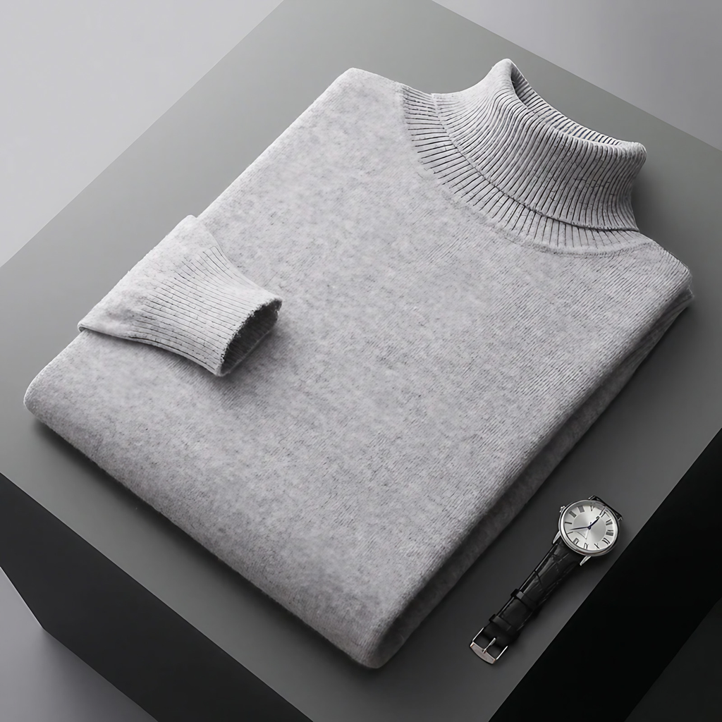 Pull col roulé homme en maille fine, coupe ajustée, neuf coloris, gris clair