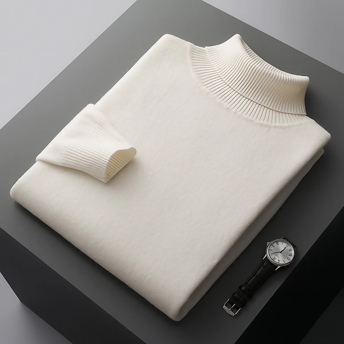 Pull col roulé homme en maille fine, coupe ajustée, neuf coloris, blanc