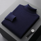 Pull col roulé homme en maille fine, coupe ajustée, neuf coloris, bleu marine