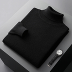 Pull col roulé homme en maille fine, coupe ajustée, neuf coloris, noir
