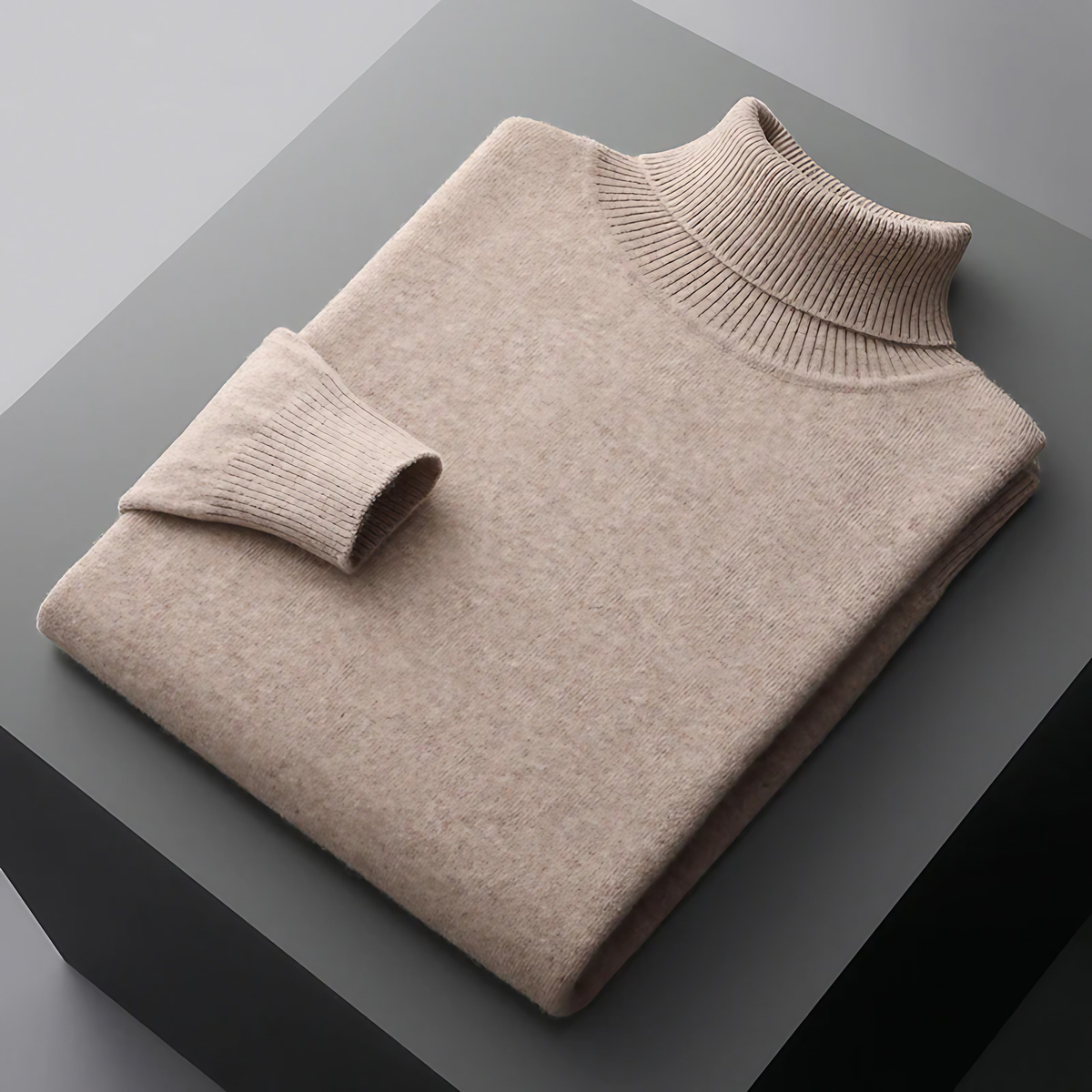 Pull col roulé homme en maille fine, coupe ajustée, neuf coloris, abricot