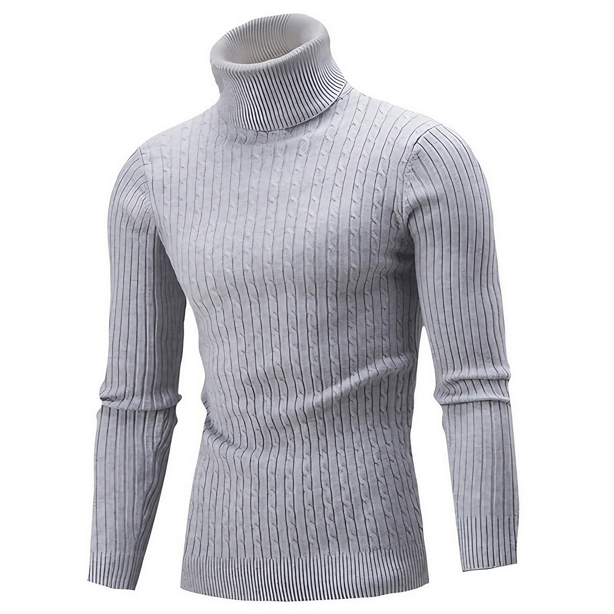 Pull col roulé homme, huit coloris, du S au 2XL, gris clair