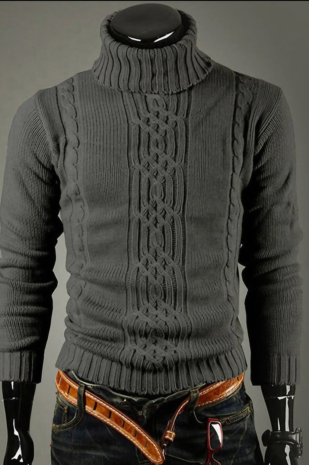 Pull col roulé homme, huit coloris, du S au 2XL, gris foncé