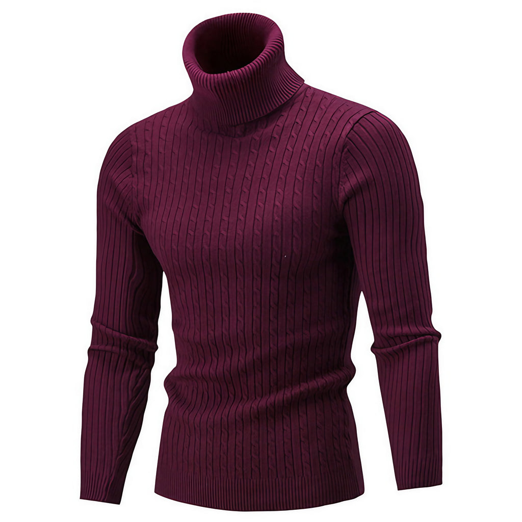 Pull col roulé homme, huit coloris, du S au 2XL, pourpre