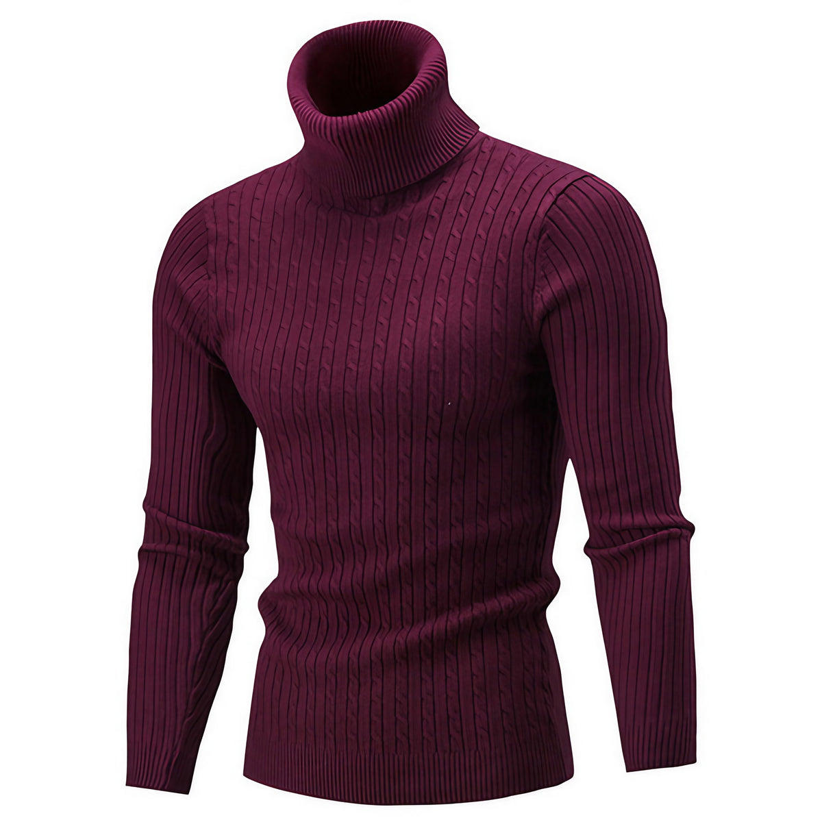 Pull col roulé homme, huit coloris, du S au 2XL, pourpre