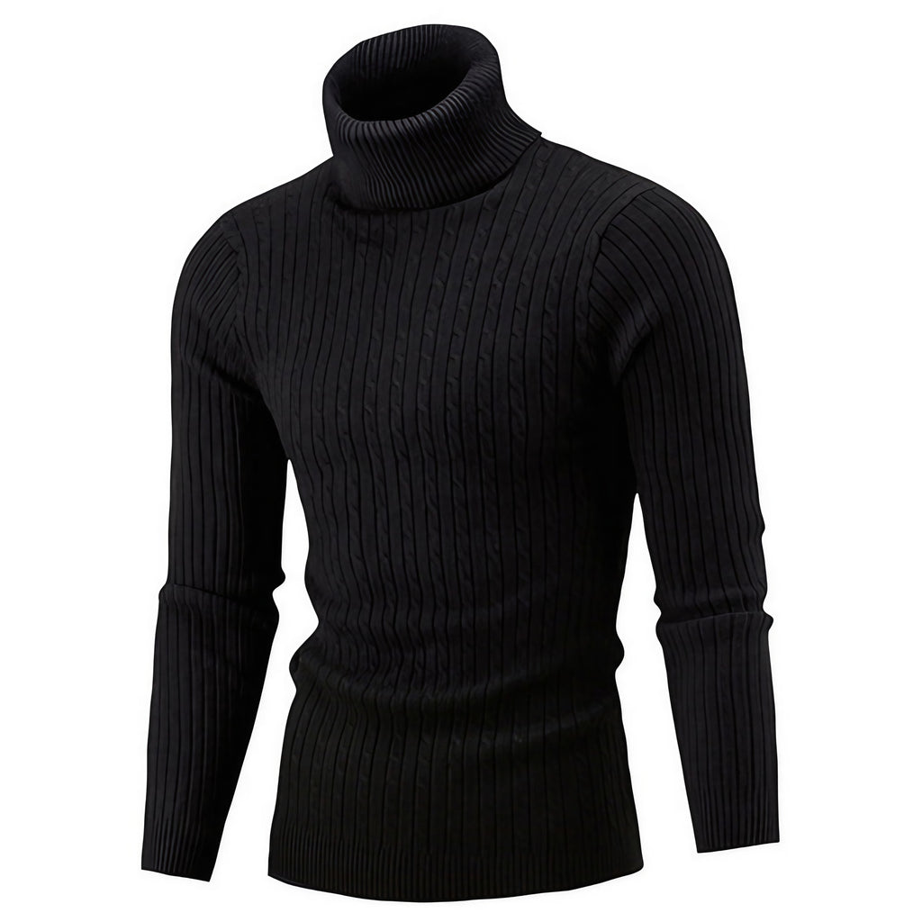Pull col roulé homme, huit coloris, du S au 2XL, noir