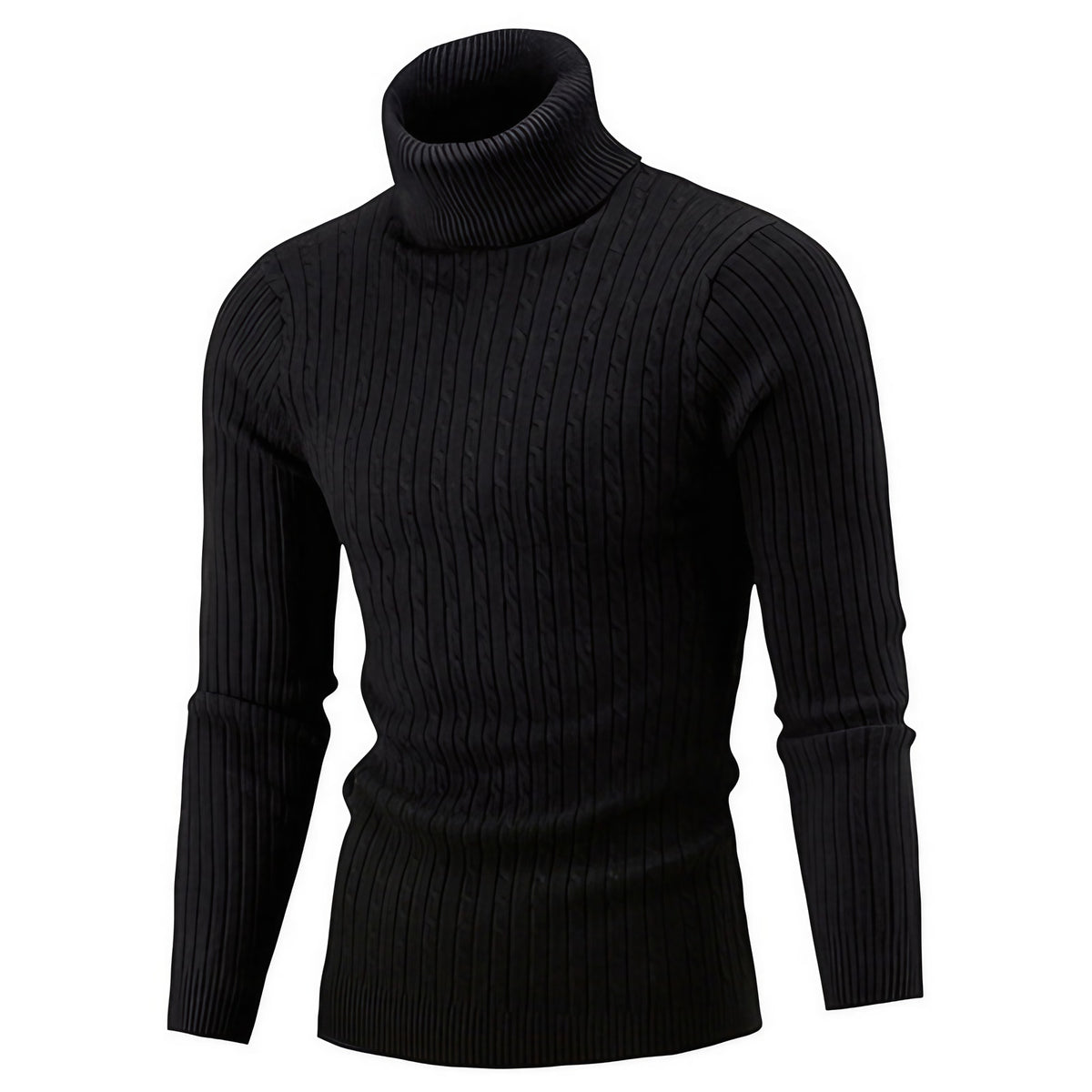 Pull col roulé homme, huit coloris, du S au 2XL, noir