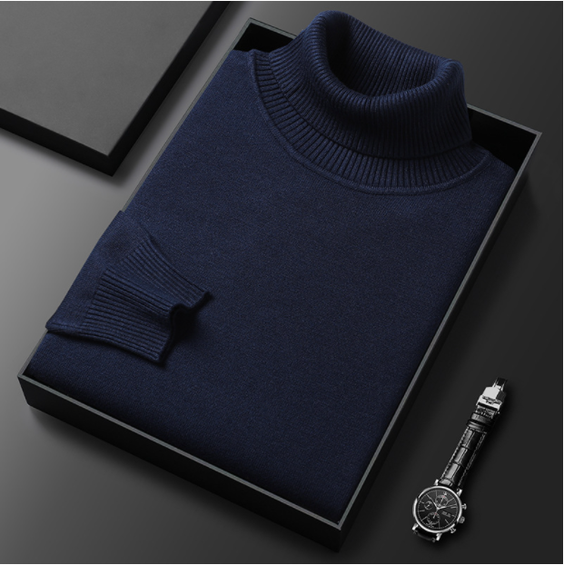 Pull col roulé homme, onze coloris, du M au 4XL, bleu marine