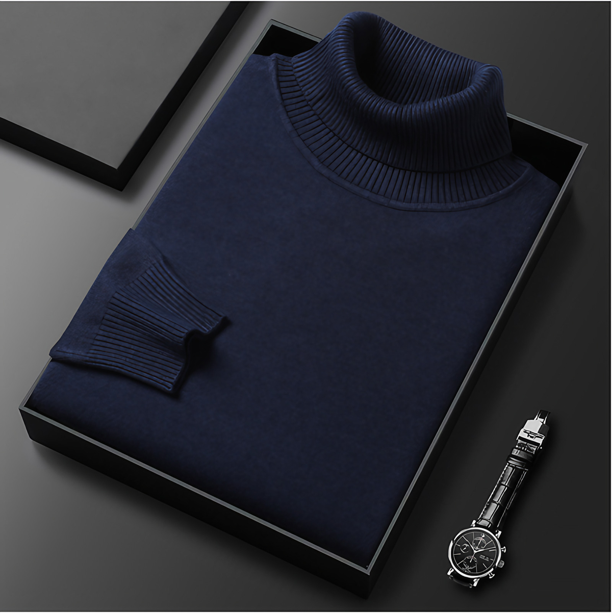 Pull col roulé homme, onze coloris, du M au 4XL, bleu marine