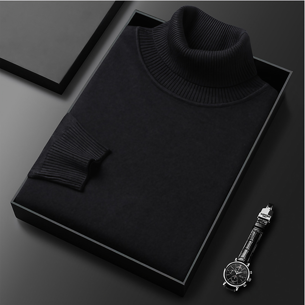 Pull col roulé homme, onze coloris, du M au 4XL, noir