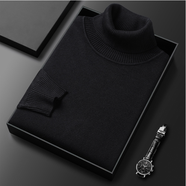Pull col roulé homme, onze coloris, du M au 4XL, noir